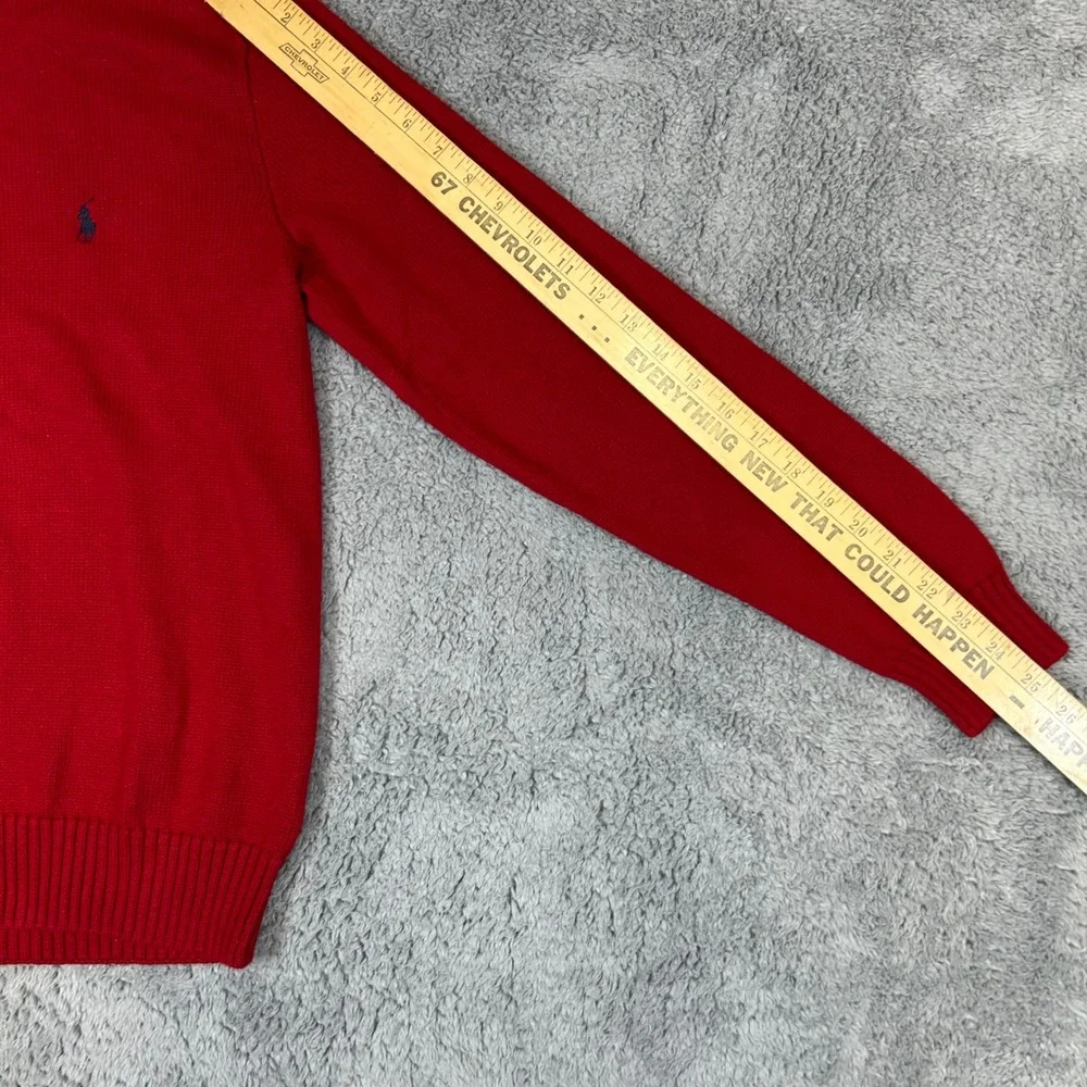 Polo Ralph Lauren Mens Red 100% Cotton Quarter Zip Pullover Sweater Large